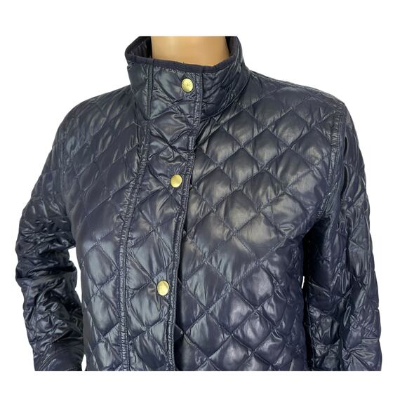 J. Crew Shiny Downtown Quilted Field Puffer Jacket Navy Blue C8548 Size S - Picture 10 of 16